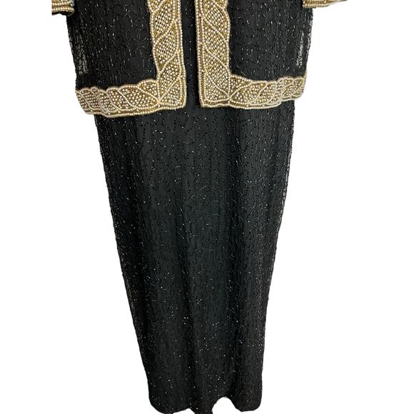 Camille Marie Beaded Silk evening gown L large Formal Black Tie Dinner Banquet - Picture 3 of 12